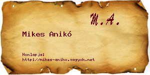 Mikes Anikó névjegykártya